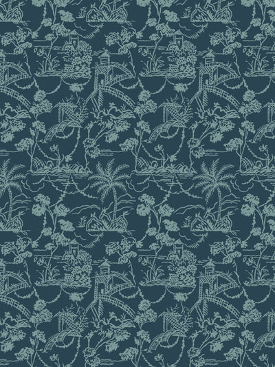 tropical toile wallpaper chris benz deep blues