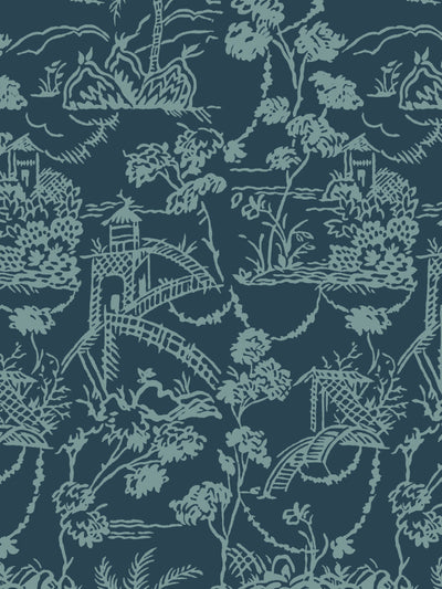 tropical toile wallpaper chris benz deep blues