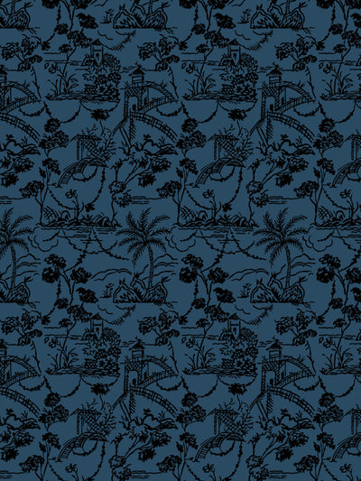 tropical toile wallpaper chris benz navy