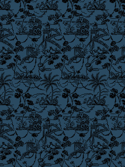 'Tropical Toile' Wallpaper by Chris Benz - Navy