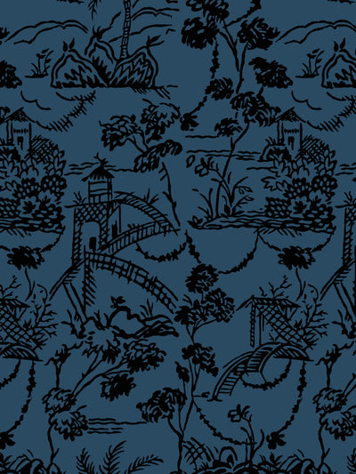 tropical toile wallpaper chris benz navy