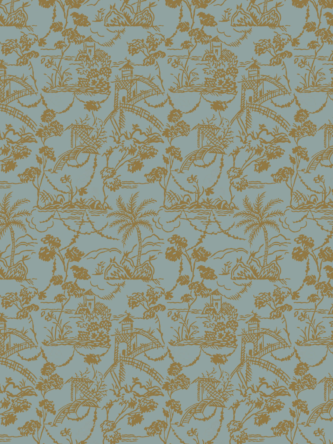 tropical toile wallpaper chris benz pale blue
