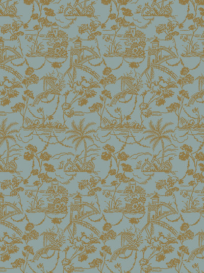 tropical toile wallpaper chris benz pale blue