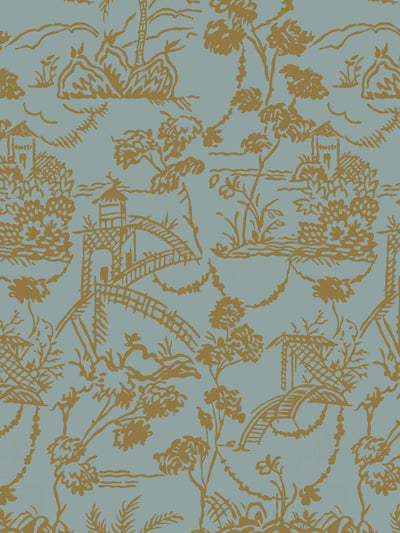 'Tropical Toile' Wallpaper by Chris Benz - Pale Blue