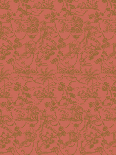 'Tropical Toile' Wallpaper by Chris Benz - Red