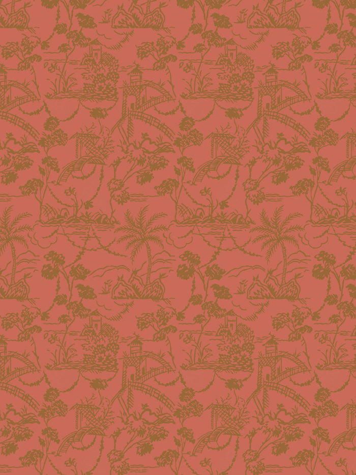 'Tropical Toile' Wallpaper by Chris Benz - Red