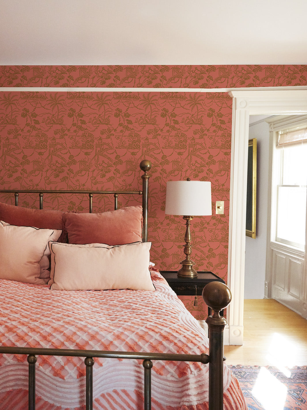 'Tropical Toile' Wallpaper by Chris Benz - Red