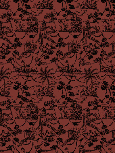 'Tropical Toile' Wallpaper by Chris Benz - Rust