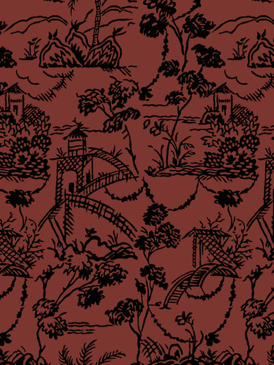 tropical toile wallpaper chris benz rust