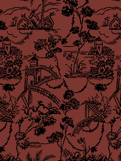 'Tropical Toile' Wallpaper by Chris Benz - Rust