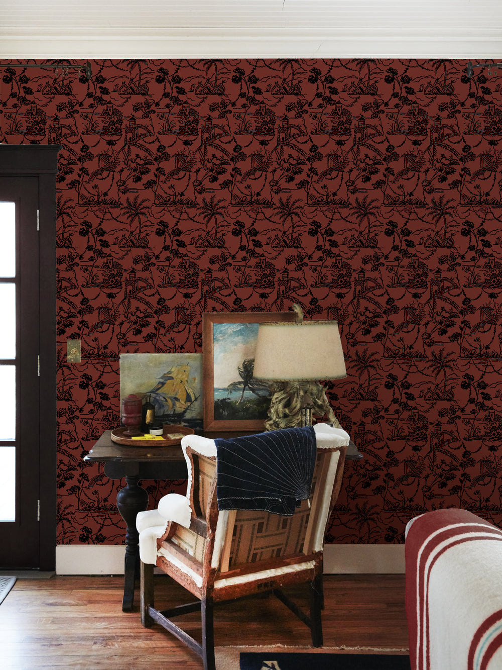 tropical-toile-wallpaper-chris-benz-rust