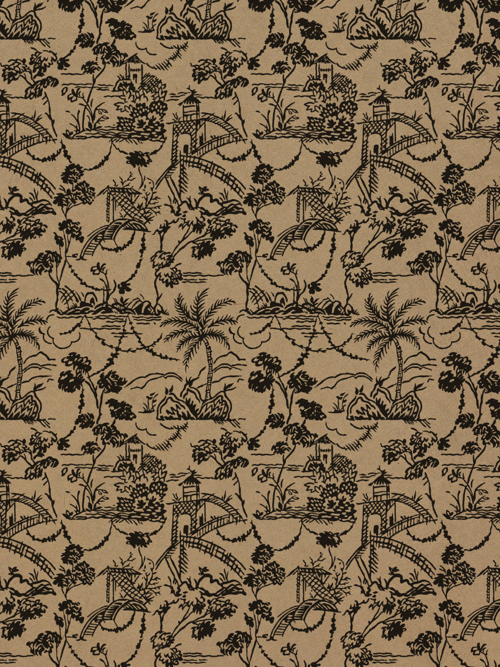 tropical toile kraft wallpaper chris benz black