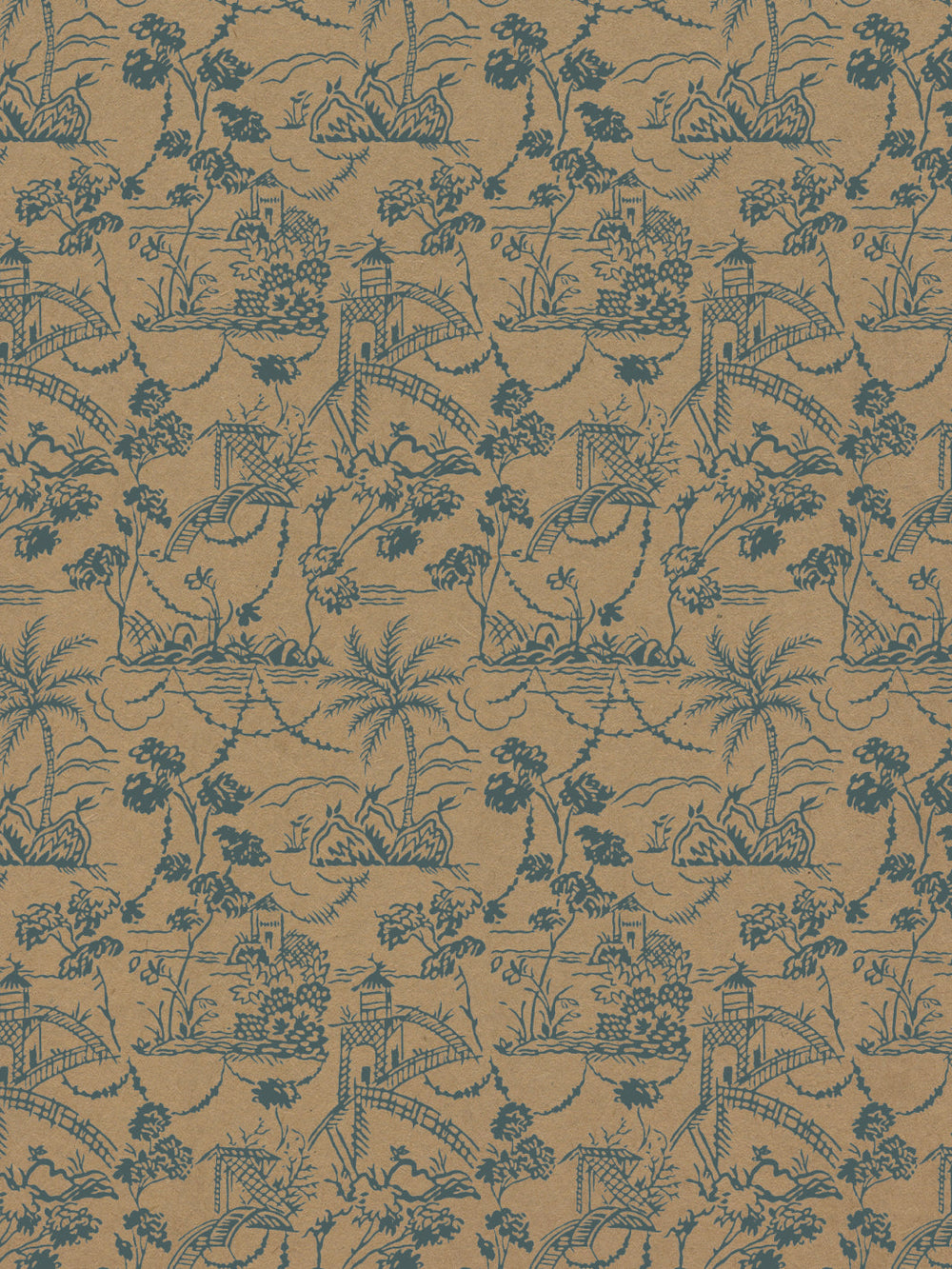 tropical toile kraft wallpaper chris benz marina blue