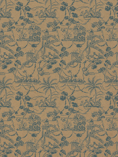 'Tropical Toile' Kraft Wallpaper by Chris Benz - Marina Blue