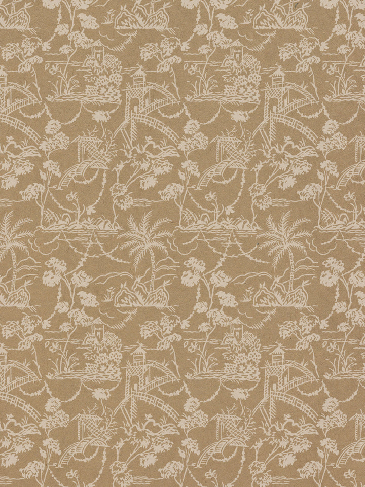 tropical toile kraft wallpaper chris benz white