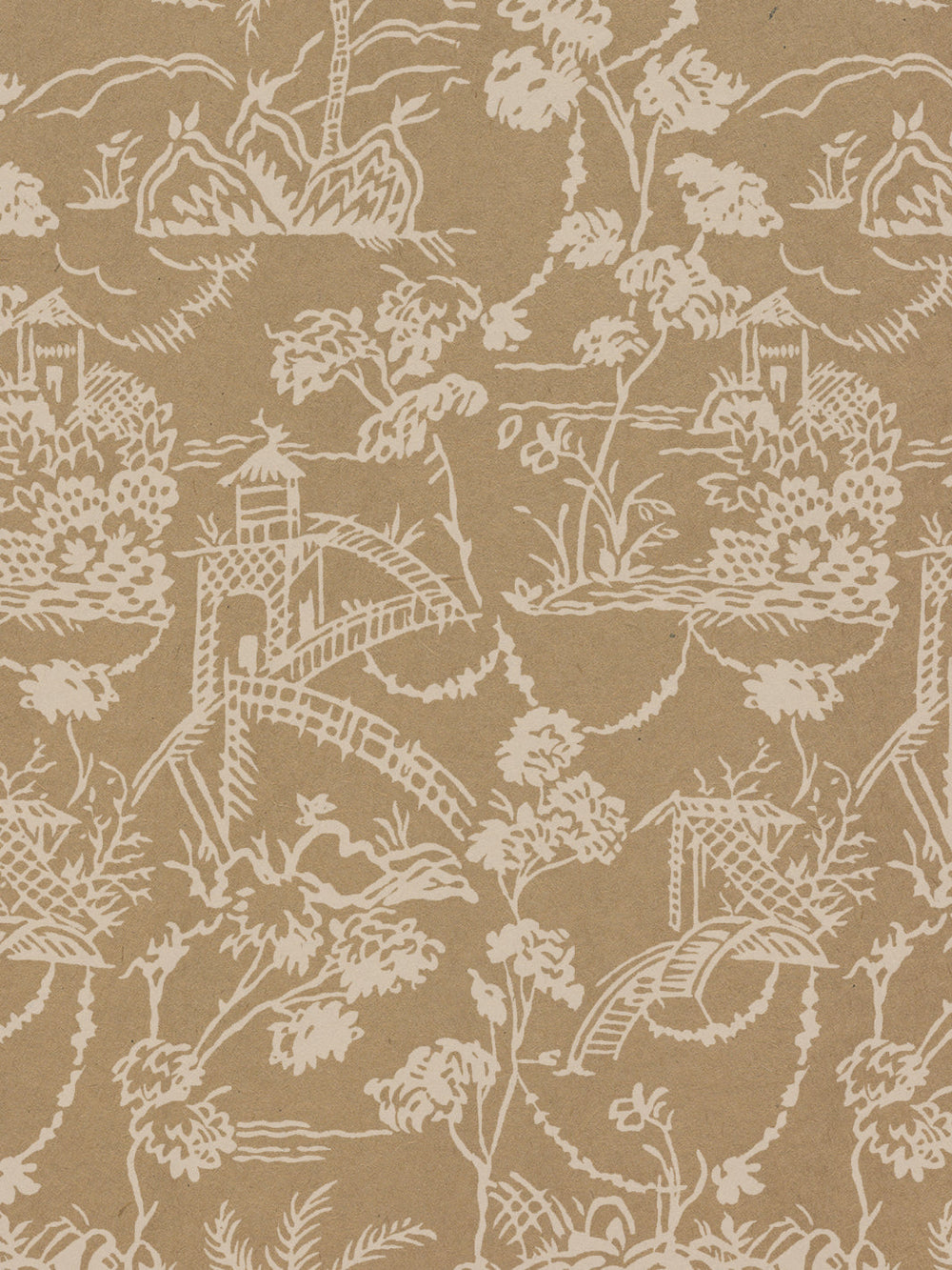 tropical toile kraft wallpaper chris benz white