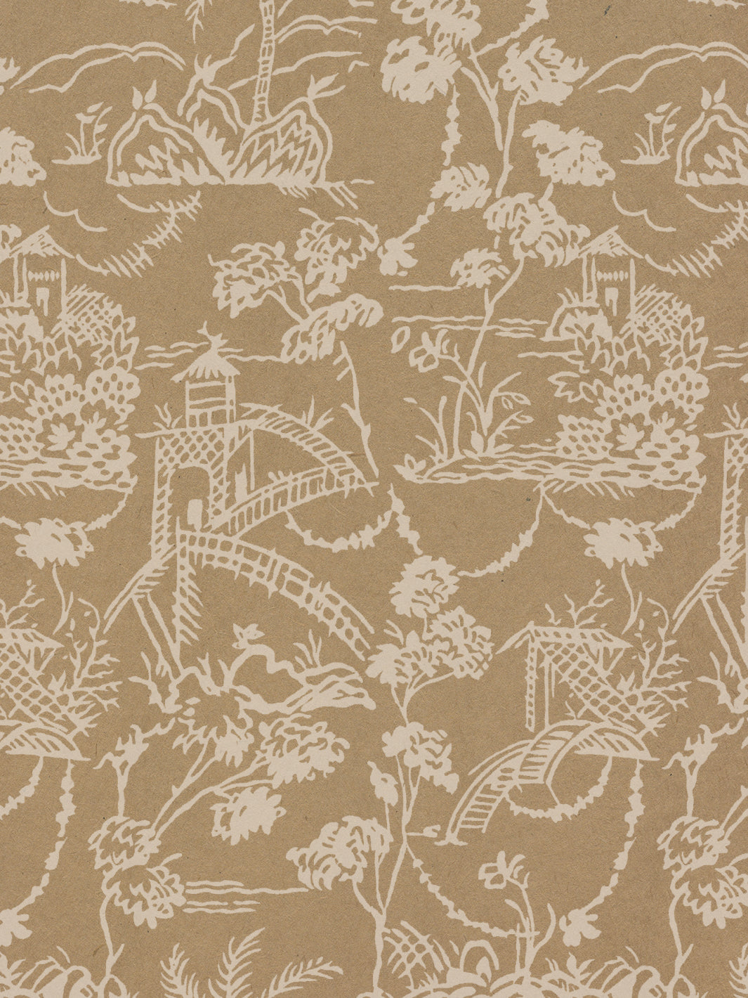 tropical toile kraft wallpaper chris benz white