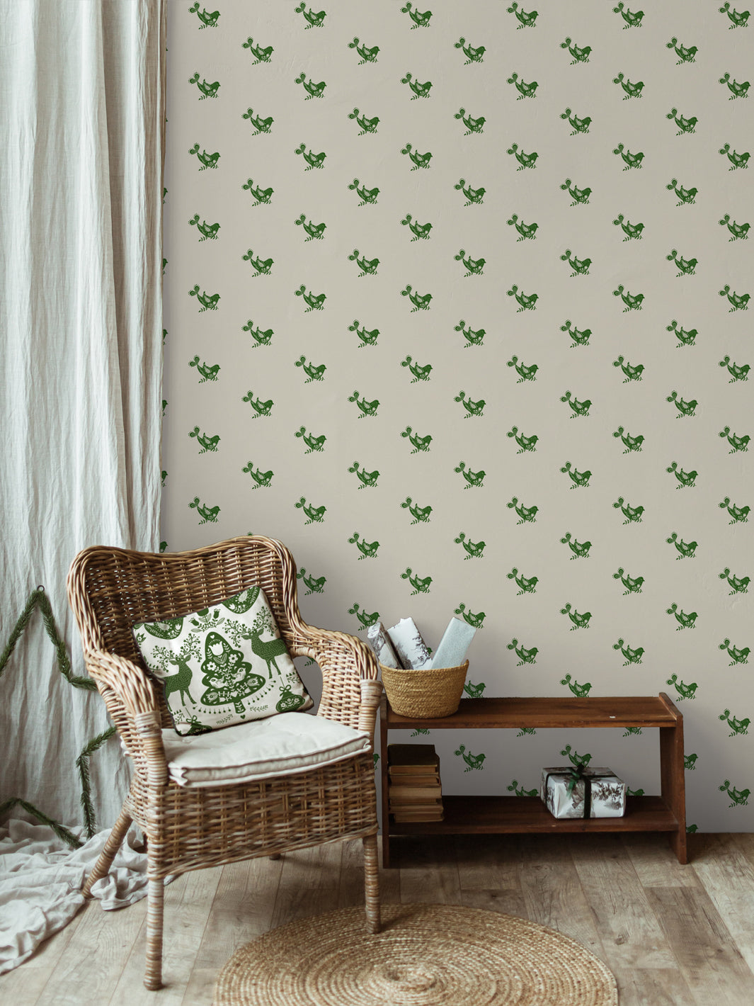 'Tuva' Scandinavian' Wallpaper by Nathan Turner - Green