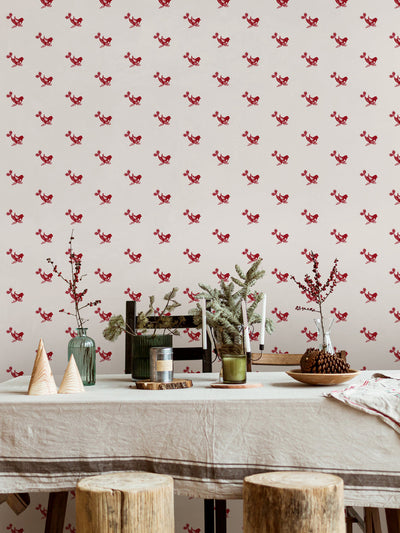 'Tuva' Scandinavian' Wallpaper by Nathan Turner - Red