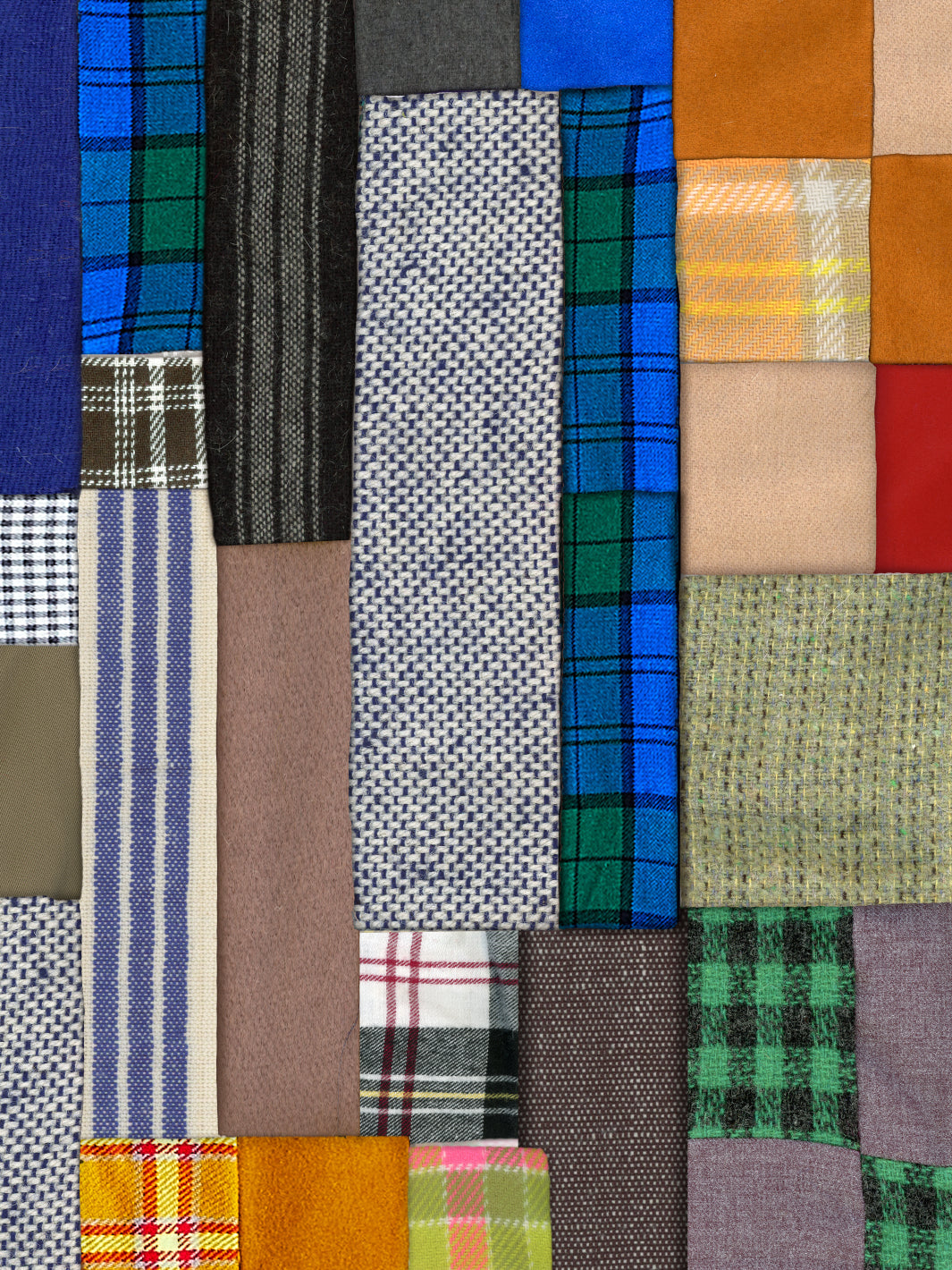 tweed patchwork wallpaper chris benz multi