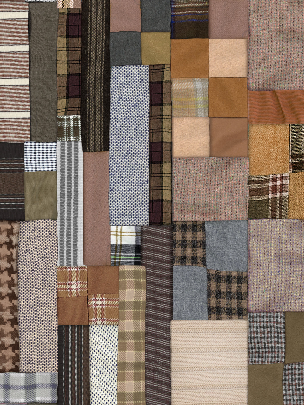 'Tweed Patchwork' Wallpaper by Chris Benz - Neutral