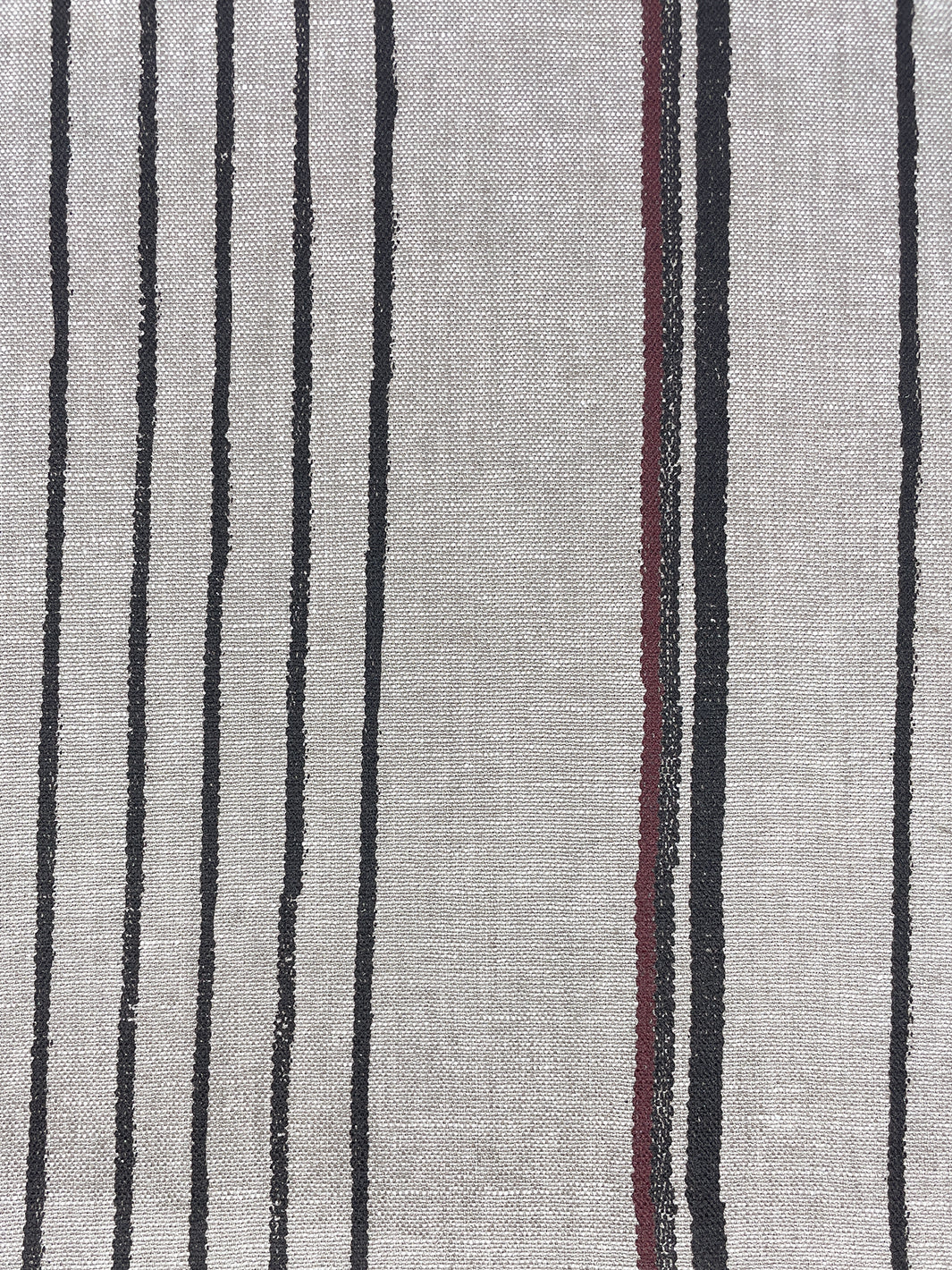 fabric by the yard two tone stripe black burgundy on flax linen
