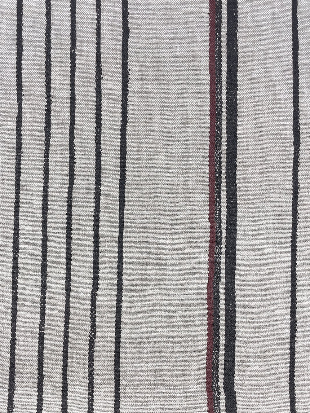 fabric by the yard two tone stripe black burgundy on linen
