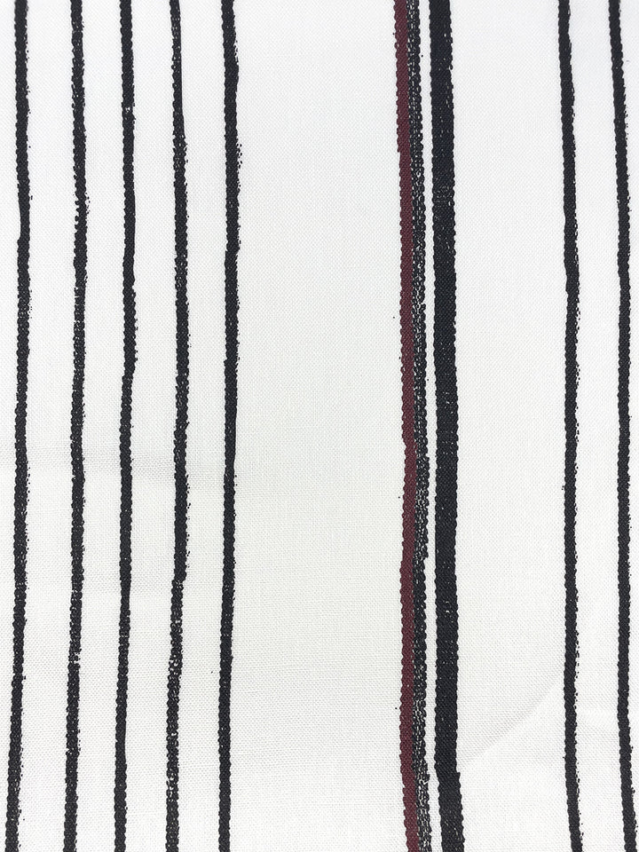 fabric by the yard two tone stripe black burgundy on linen