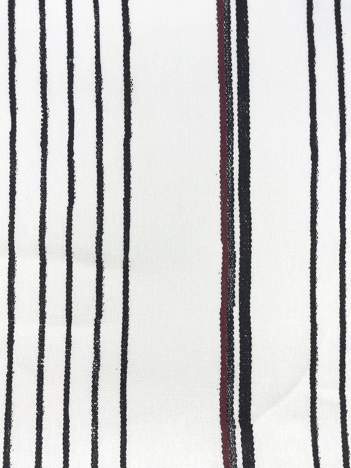 fabric by the yard two tone stripe black burgundy on flax linen