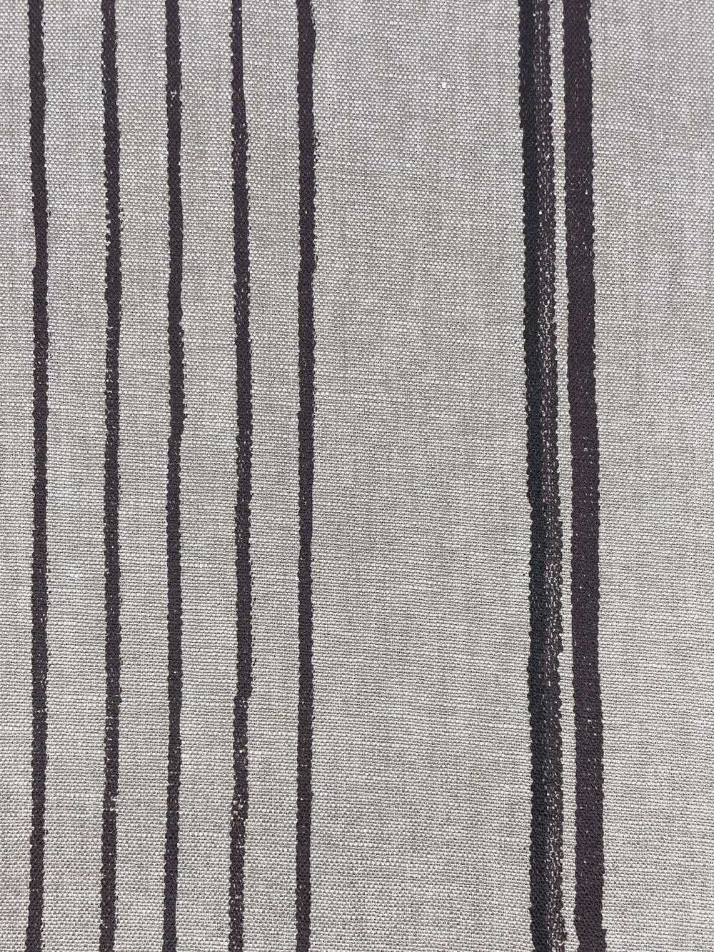 fabric by the yard two tone stripe black chocolate on flax linen