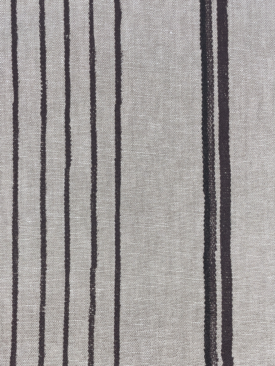 fabric by the yard two tone stripe black chocolate on flax linen