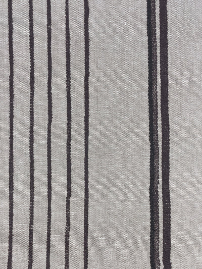 fabric by the yard two tone stripe black chocolate on flax linen