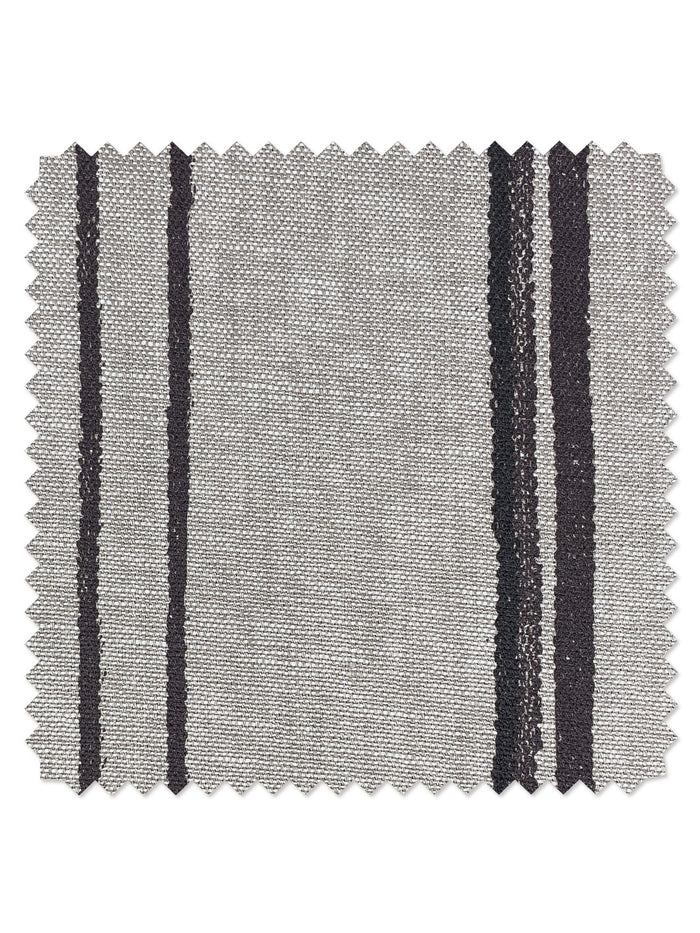 'Two Tone Stripe' Flax Linen Fabric by Nathan Turner - Black & Chocolate