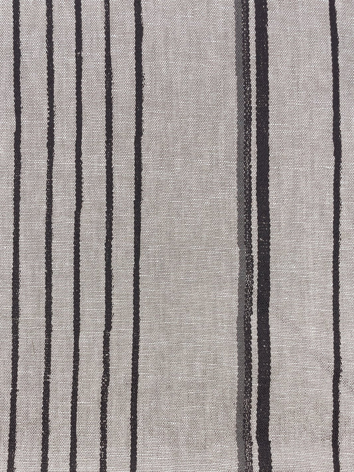 fabric by the yard two tone stripe black gray on linen