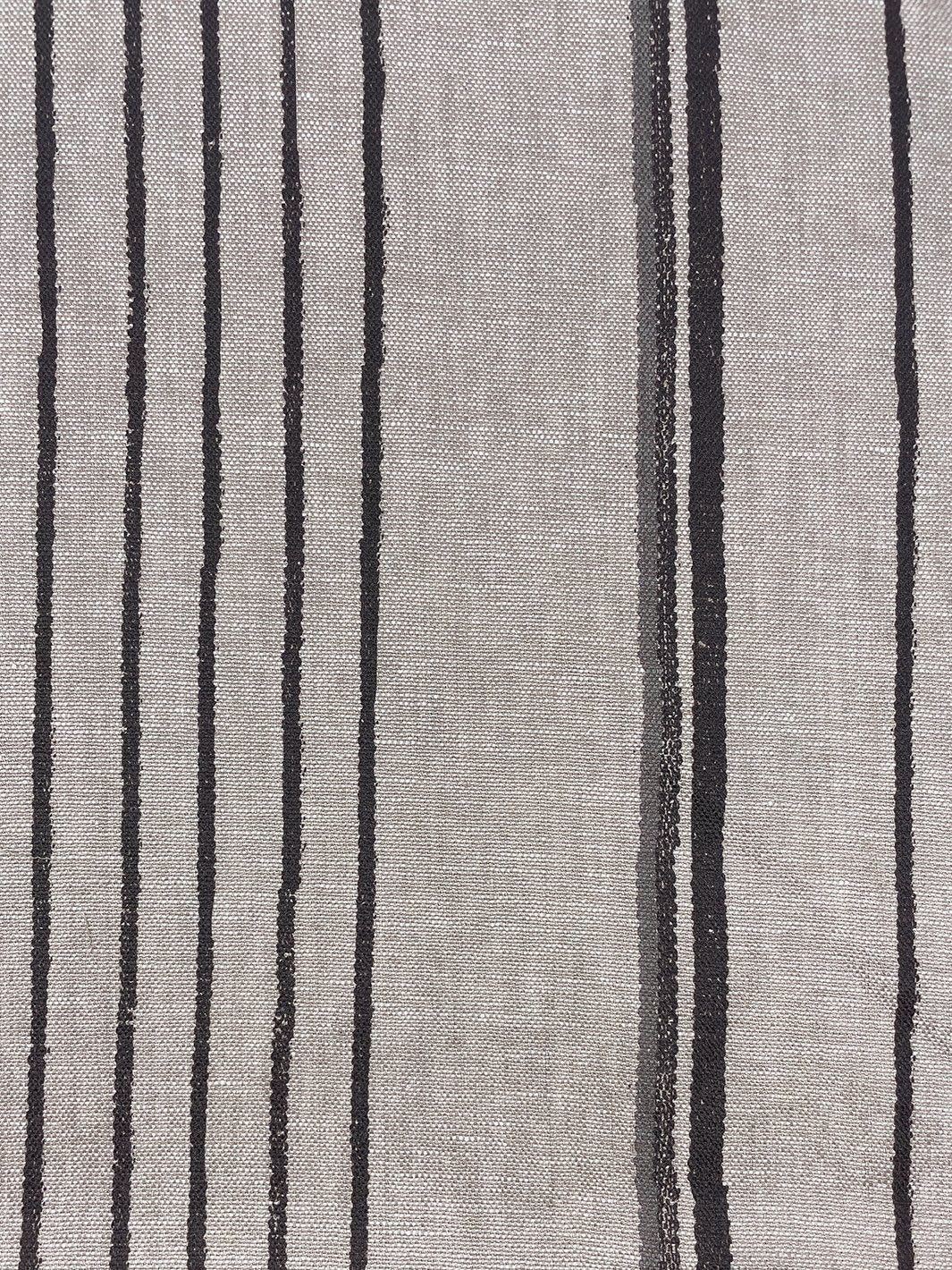 fabric by the yard two tone stripe black gray on linen