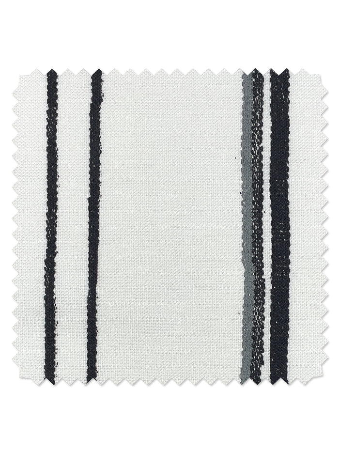 Tissu au mètre – Rayures bicolores – Noir et gris sur lin
