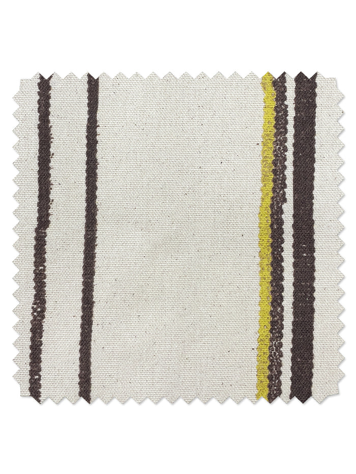 'Two Tone Stripe' Raw Canvas Fabric by Nathan Turner - Chocolate & Daffodil on Raw Canvas