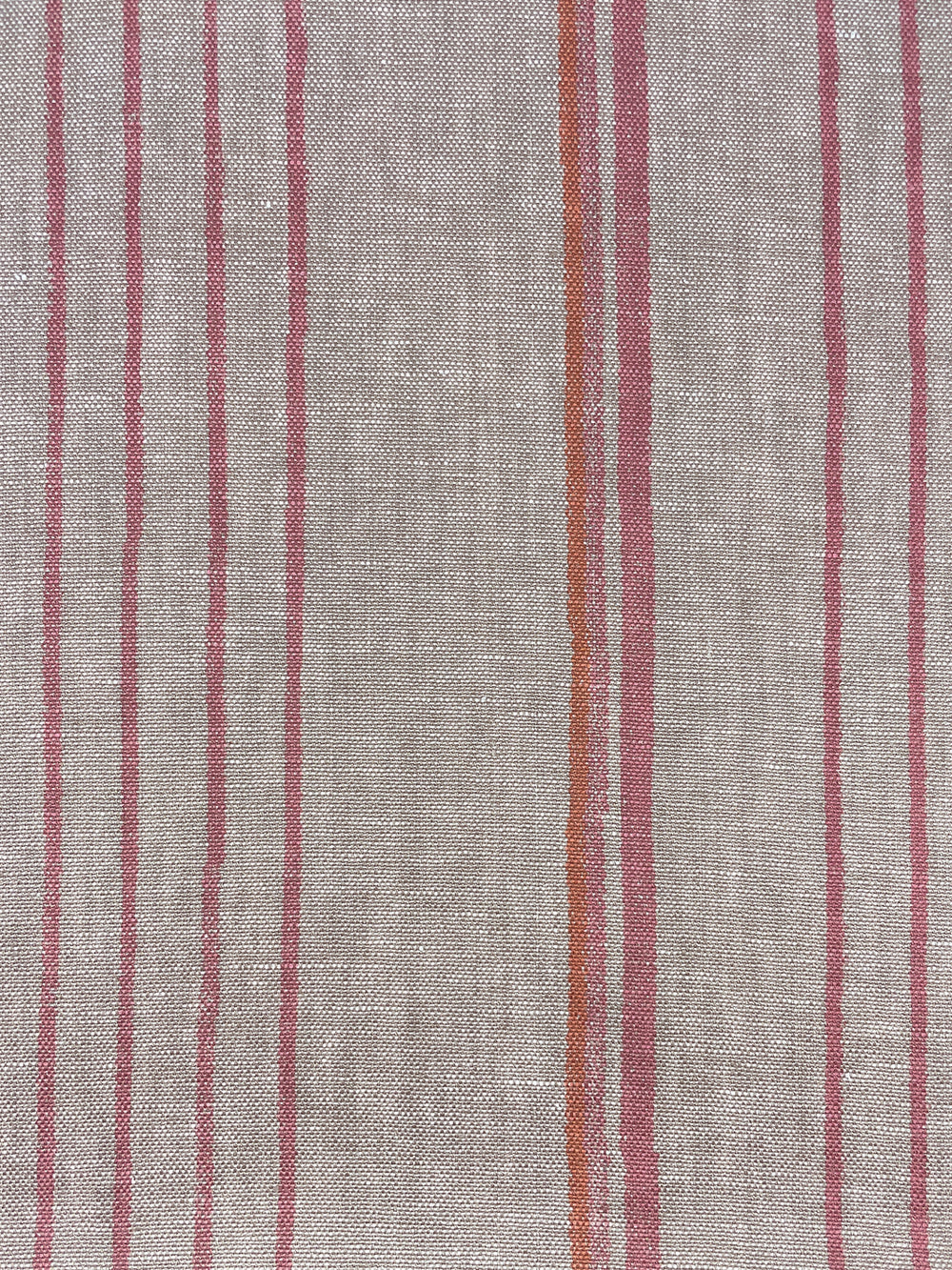 fabric by the yard two tone stripe creamsicle on flax linen