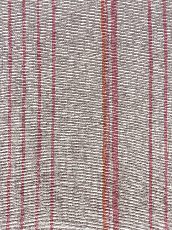 fabric by the yard two tone stripe creamsicle on flax linen