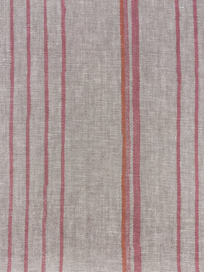 fabric by the yard two tone stripe creamsicle on flax linen