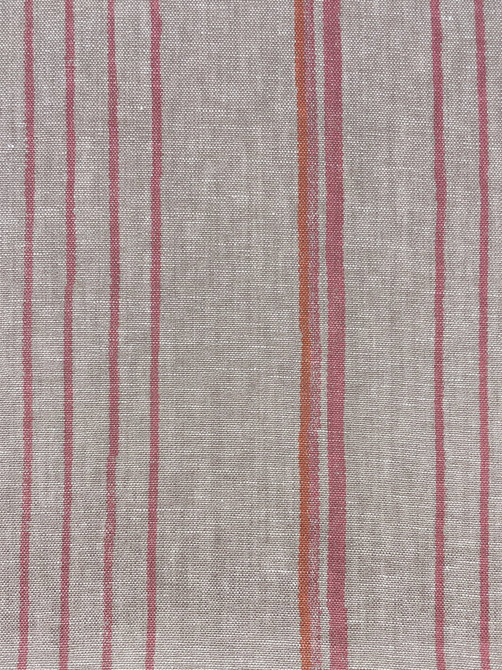 fabric by the yard two tone stripe creamsicle on linen