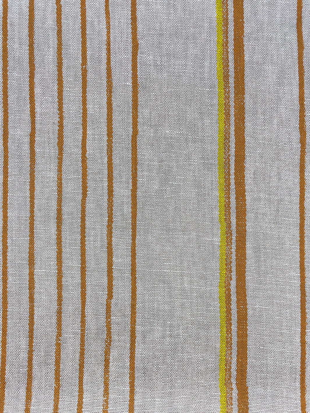 fabric by the yard two tone stripe terracotta daffodil on flax linen