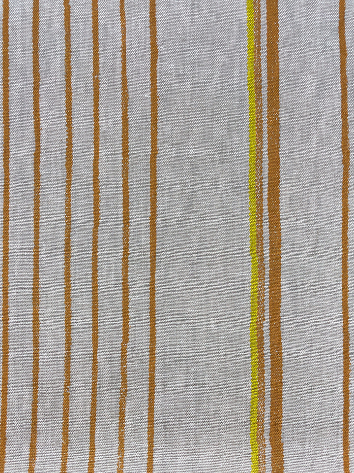 fabric by the yard two tone stripe terracotta daffodil on flax linen
