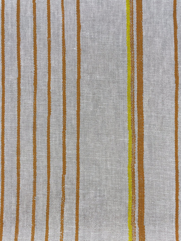 fabric by the yard two tone stripe terracotta daffodil on linen