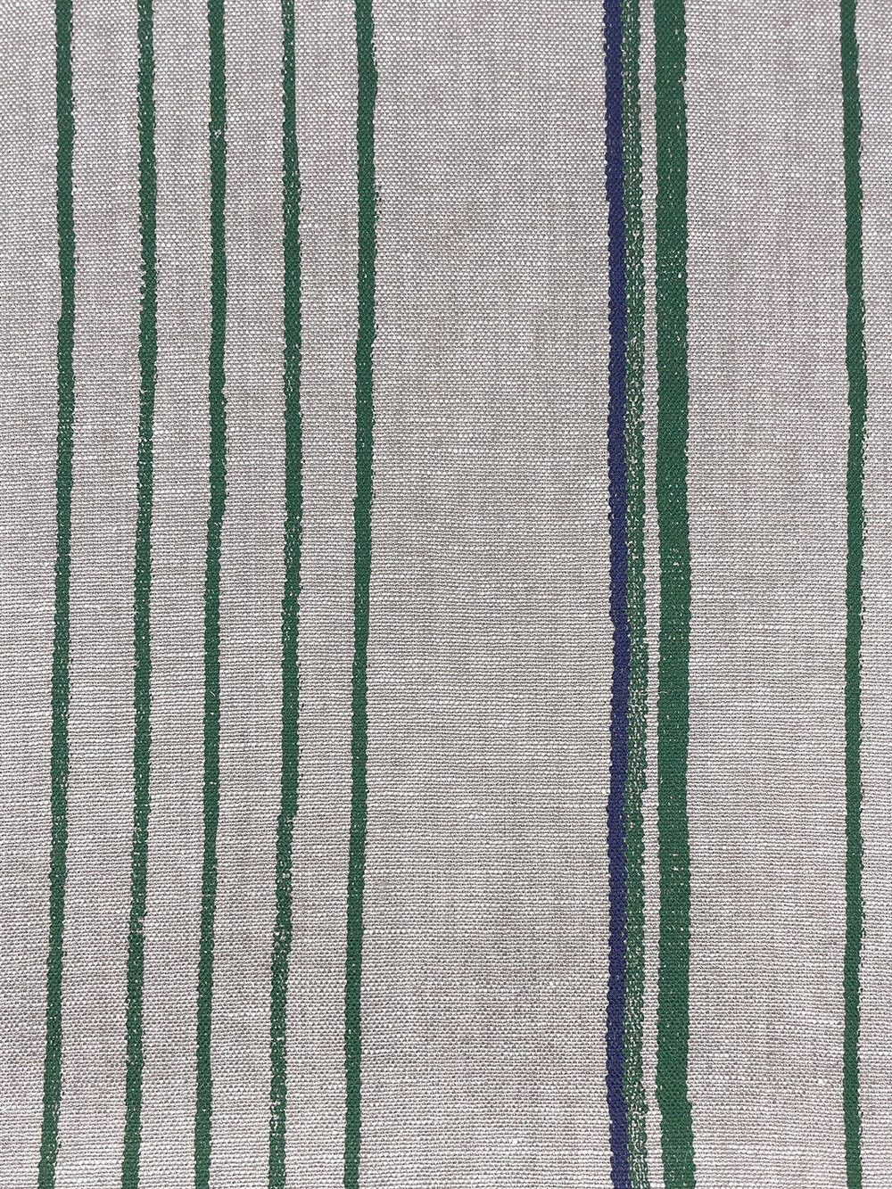 fabric by the yard two tone stripe green blue on linen