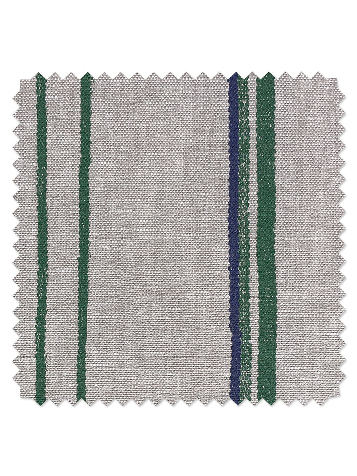 fabric by the yard two tone stripe green blue on flax linen