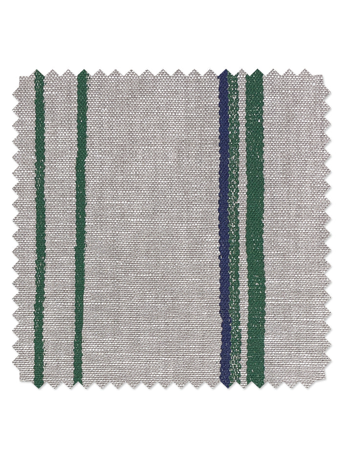 'Two Tone Stripe' Flax Linen Fabric by Nathan Turner - Green & Blue