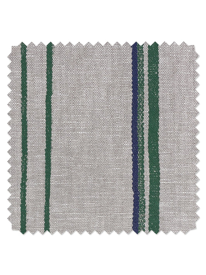 fabric by the yard two tone stripe green blue on linen