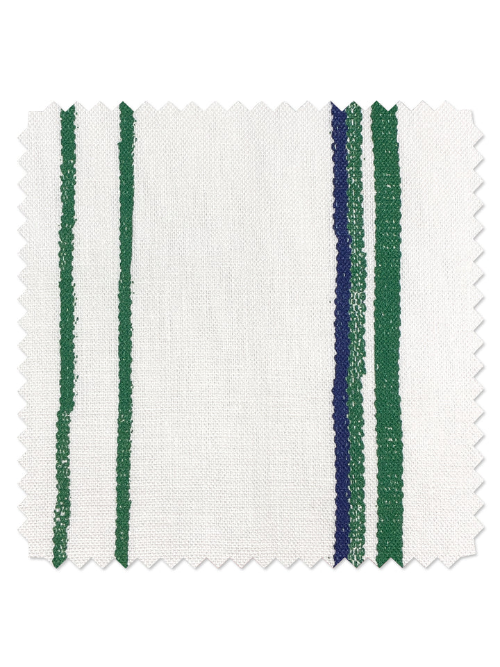 fabric by the yard two tone stripe green blue on linen