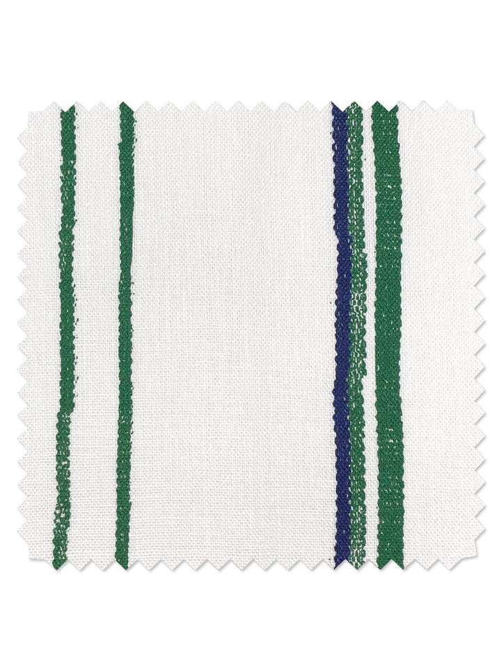 fabric by the yard two tone stripe green blue on flax linen